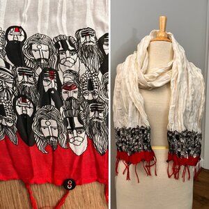NEW Play Clan Tilak Border Scarf India Illustrative Art Design